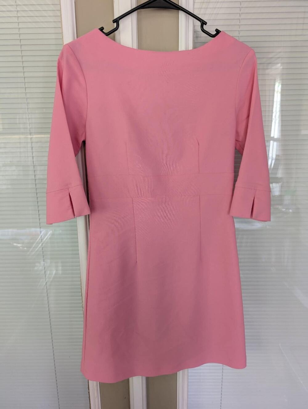 Krizia d. Womens Pink Round Neck 3/4 Slit Sleeve Sheath Dress Size M Business
